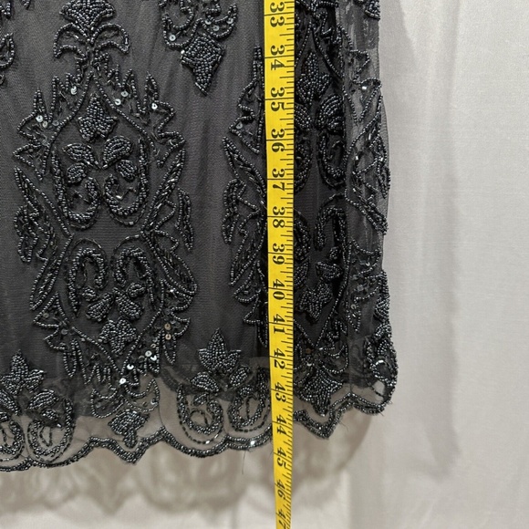 NEW $228 Pisarro Nights [‎ 2 ] Short Sleeve Beaded Midi Dress in Slate - Picture 7 of 14